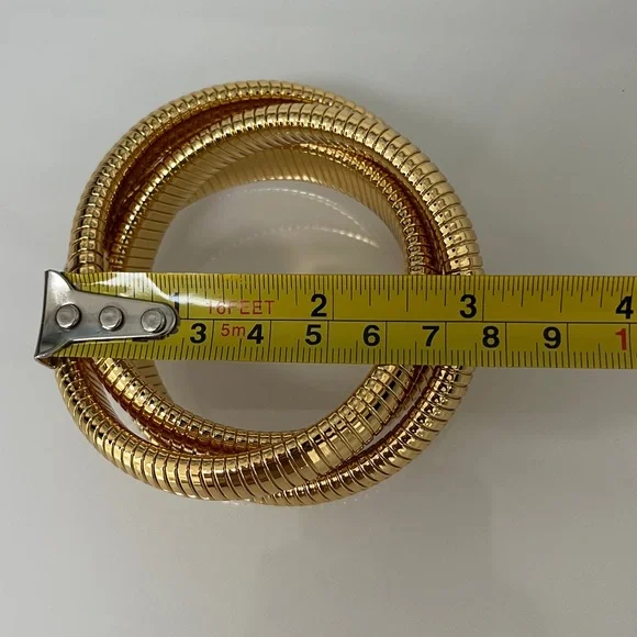 Chunky Tubogas Cobra Stretch Bracelet Gold Tone Triple Strand Serpenti NWOT - Picture 6 of 6